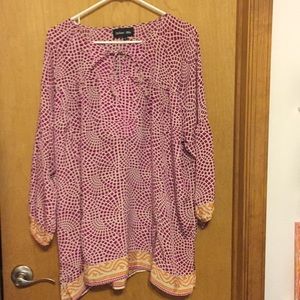 Wine White/Orange Tunic Top Worn Twice